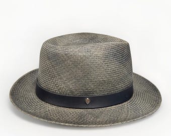 Helen Kaminski Panama Stor Stråhatt Fedora Solomon Antracitgrå/Svart Ny