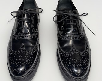 Church's Oxfords Platform Shoes 9.5 Oxfords Black Wingtip Derby Lug sole chunky