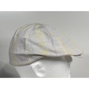 Goorin Bros Flat Cap Hat Medium Light Check Plaid Cotton 6 Panel Ivy NEW image 2