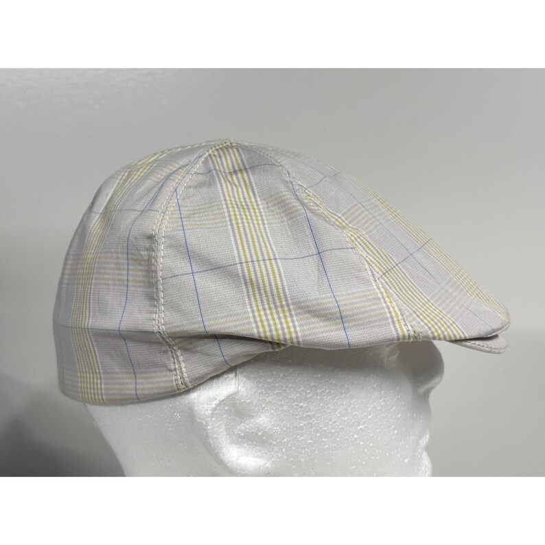 Goorin Bros Flat Cap Hat Medium Light Check Plaid Cotton 6 Panel Ivy NEW image 2