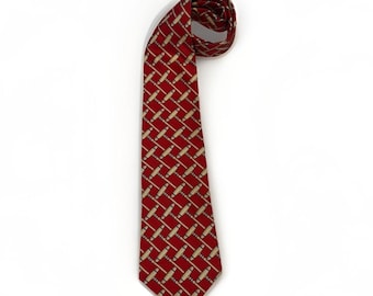 Polo Ralph Lauren Equestrian Tie Mallet Stick  Motif Red 100% Silk Vintage
