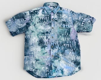 Men's Cotton Batik Shirt Large Vintage 90's Made in Mexico Surf Beach XCaret