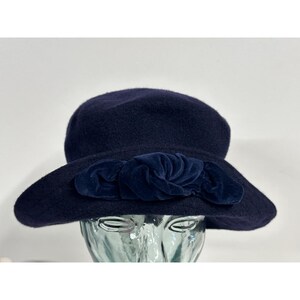 Vintage Kangol Blue Hat Wool Modelaine Bucket Velvet Bow Lahinch Bild 1