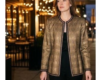 ALBERT NIPON Evening Small Black Gold Button Top Jacket Blazer Outwear