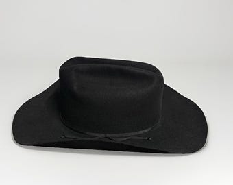The Ryon Roper western hat cowboy Mass USA black felt hat size 7 3/8