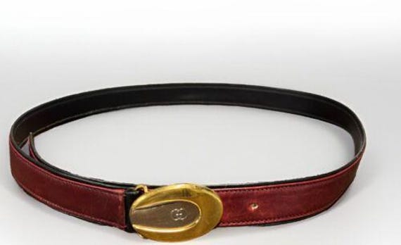 VTG GUCCI Skinny Belt Logo GG Gold Buckle Red 90-36 - Etsy display picture 1