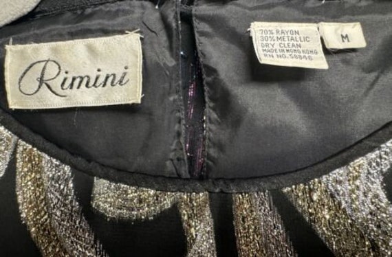 Vintage Rimini Metallic Lame Gold Black Peplum Bl… - image 6