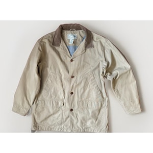 Chaqueta de trabajo LL Bean Hunting Field Barn Coat color beige con forro de franela, talla XL.