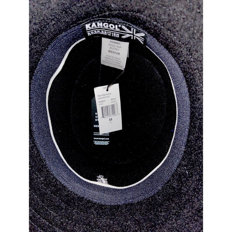 Kangol Black Wool Rap Bucket Hat NWT M Medium image 6