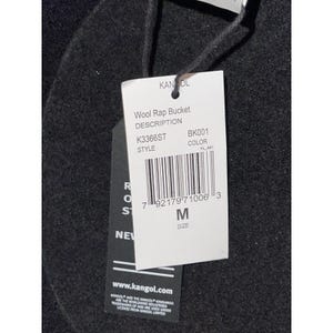Kangol Black Wool Rap Bucket Hat NWT M Medium image 5