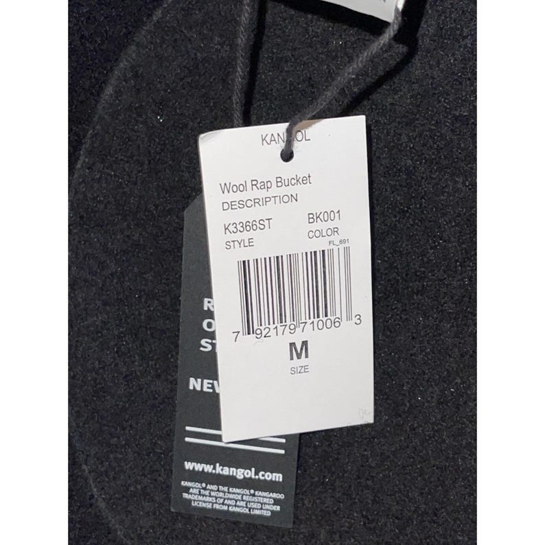 Kangol Black Wool Rap Bucket Hat NWT M Medium image 5
