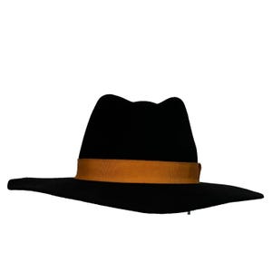 Goorin Bros Schwarz Fedora Filz Hut mit breiter Krempe Tropfen Krone Orange Band Hut Bild 4