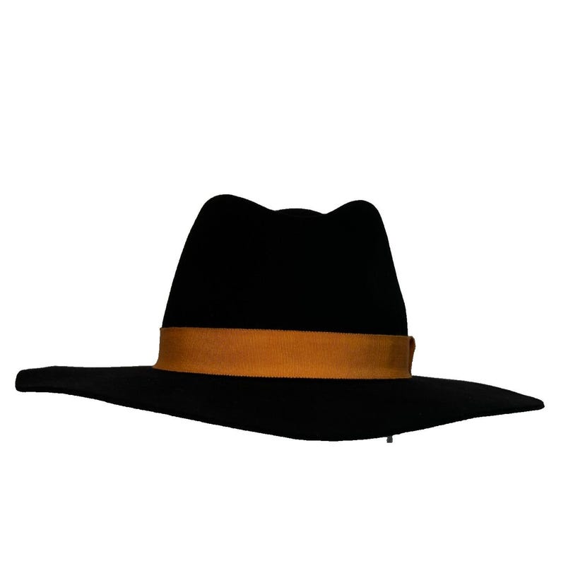 Goorin Bros Schwarz Fedora Filz Hut mit breiter Krempe Tropfen Krone Orange Band Hut Bild 4
