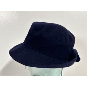 Vintage Kangol Blue Hat Wool Modelaine Bucket Velvet Bow Lahinch Bild 2