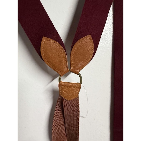 Thurston Suspenders Braces Burgundy Wool Button Leath… - Gem