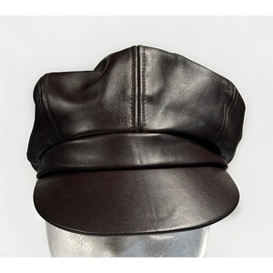 KANGOL Leather Spitfire Cap Blue label Brown Hat XS/Small NEW old stock image 6