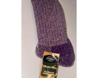 Maggie's Organic Merino Wool Socks Killington Moutain Hiker Purple  New 9-11 USA