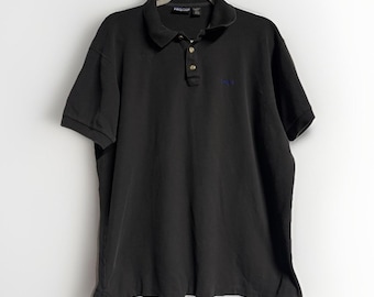 Patagonia Polo Shirt Black Large  Cotton Mens Made In Hong Kong Vintage Vintage