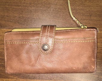 Fossil What Vintage Are You Brown Leather Long Bi-Fold Wallet