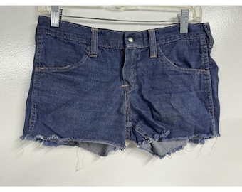 70-tals jeansshorts hip hugger SMALL XS vintage indigoblå