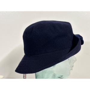 Vintage Kangol Blue Hat Wool Modelaine Bucket Velvet Bow Lahinch Bild 3