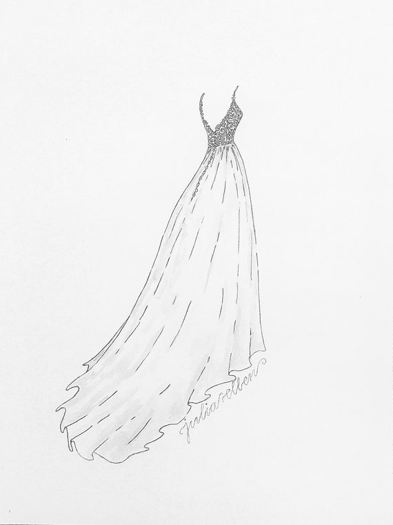 Hand Drawn Fashion Sketch. Women In Colored Evening Gowns. Watercolor And Pencil  Drawing Stock Photo, Picture and Royalty Free Image. Image 37602698.