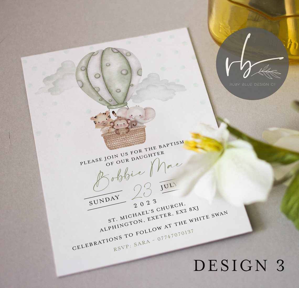 Max Air Invitations DIGITAL Personalised Hot Air Balloon Invitations, Neural Colours ...