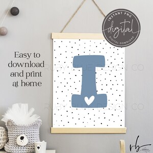 Blanco azul con fondo de pantalla PNG, vivero Carta I Diseño, Tarjeta, Etiqueta, Descarga Digital, Imprimible, Impresión de decoración de vivero, Dormitorio de Niño