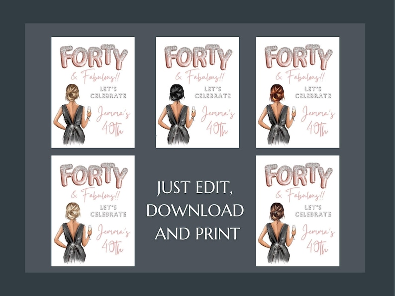 EDITABLE 40th Birthday Welcome Sign Printable Rose Gold Forty and ...