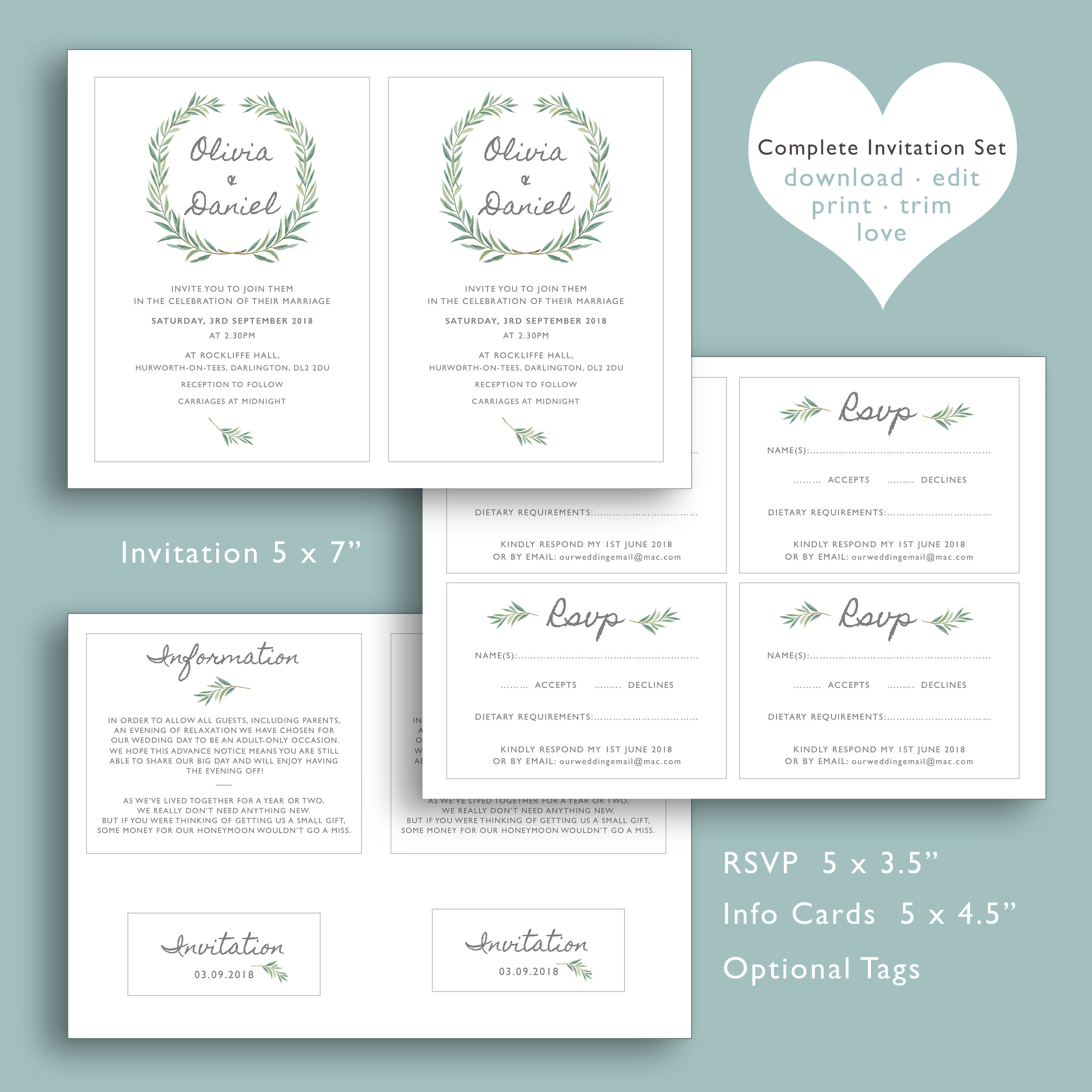Wedding Invitation Template Printable Wedding Invitation - Etsy UK