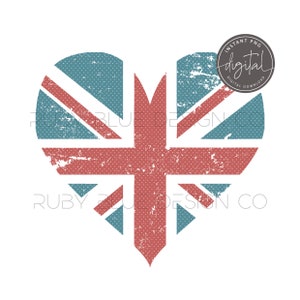 Union Jack Heart Clipart, Printable, Instant Download, Flag, Digital Image Template, British Heart
