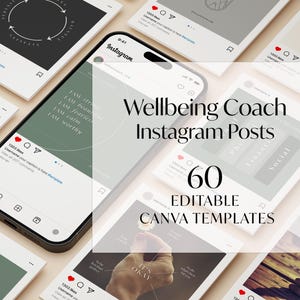 Wellness Coach Social Media Posts, Wellbeing Coach, Health Coach, Holistic Coach, Canva, Instagram Template, Life Coach, Health & Wellness