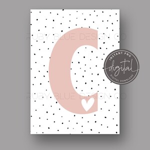 Pink Initial con fondo irregular PNG, vivero Carta C Diseño, Tarjeta, Etiqueta, Descarga Digital, Imprimible, Impresión de decoración de vivero