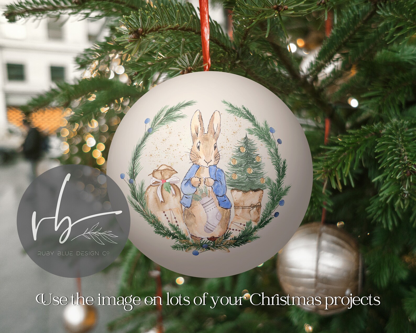 Peter Rabbit Christmas PNG Peter Rabbit Wreath Design Card - Etsy