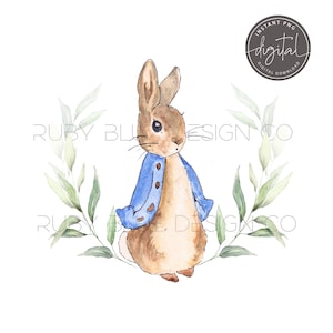 Peter Hase Blaue Blätter PNG, Peter Rabbit, Digitaler Download, druckbar, Blauer Peter Hase Clipart