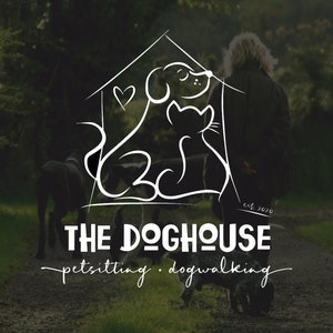 Pre-made Logo, Petsitting, Dog Walking, Animal Boarding, Cats Logo, Dog Logo, Pets Watermark, Logo Business card
