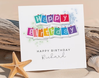 Personalised Colourful Birthday Card, Bunting Happy Birthday Card