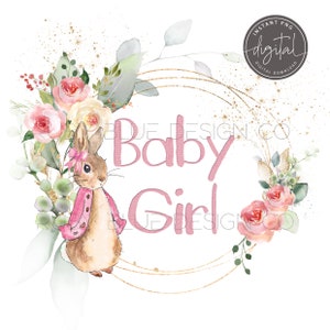 Flopsy rosa Peter Kaninchen Baby Mädchen Floral PNG, Peter Rabbit, digitaler Download, druckbare, rosa Blumen
