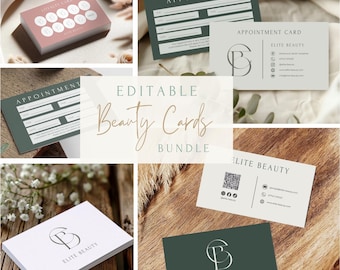 Beauty Business Card Template | Editable Canva Branding | Card Bundle | Beauty Appointment Loyalty Card | Instant Download