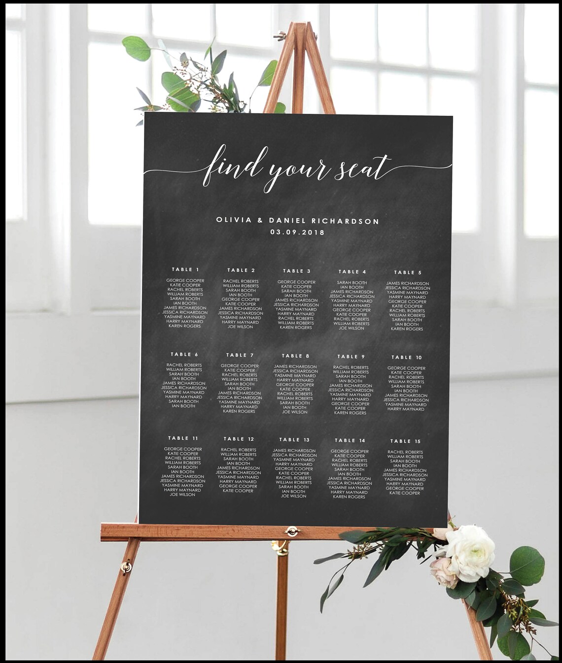 CHALKBOARD Wedding Seating Chart Template Seating Chart Etsy
