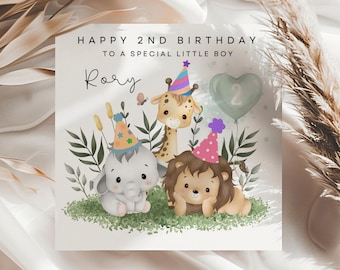 Personalised Children's Birthday Card, Safari Animals, Zoo Animals, Jungle Birthday Any Age