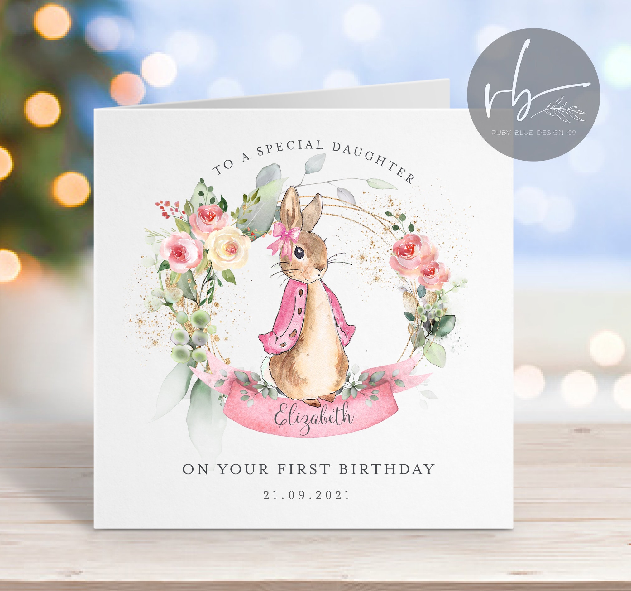 Cute Animal Cards Old English Co. Bunny Rabbit Birthday Card - Floral Gold  Foil Card For Women & Girls Cute Animal Birthday Cards