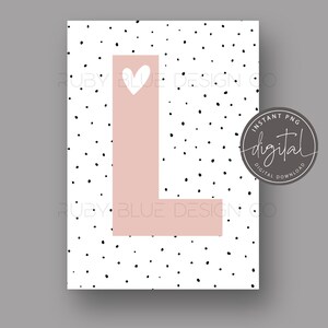 Pink Initial con fondo irregular PNG, vivero Carta L Diseño, Tarjeta, Etiqueta, Descarga Digital, Imprimible, Impresión de decoración de vivero