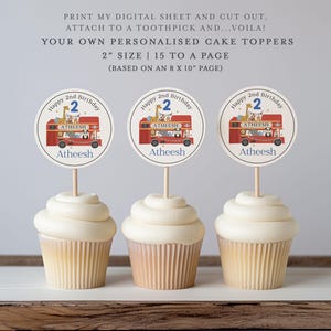 DIGITALI Topper per cupcake personalizzati a forma di autobus di Londra / Topper per cupcake per feste / Decorazioni per feste / Decorazioni per torte / File digitale