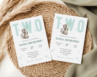 Two Sweet Birthday Invitations | Printed A6 Party Invites | Pink or Blue | Includes Rustic Kraft Envelopes