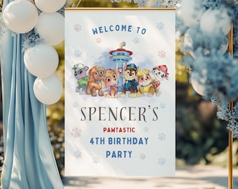 Paw Party Welcome Birthday Sign - Personalised Party Sign