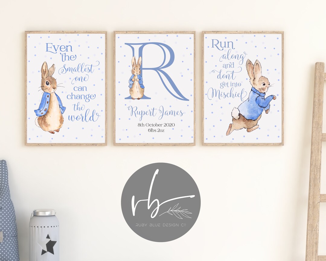 Peter Rabbit Beatrix Potter Baby Boy Nursery Decor Print Set - Etsy