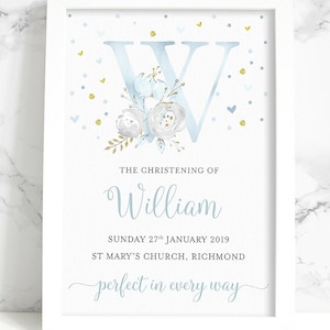Digital Personalised New Baby/Christening/Baptism Initial Print
