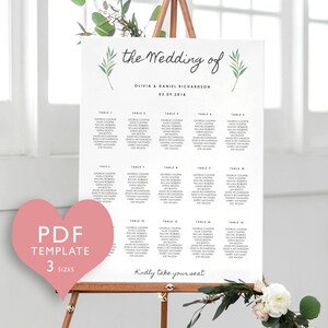 Wedding Seating Chart Template, Seating Chart Printable, Printable, Editable PDF, Instant Download, Rustic Wedding