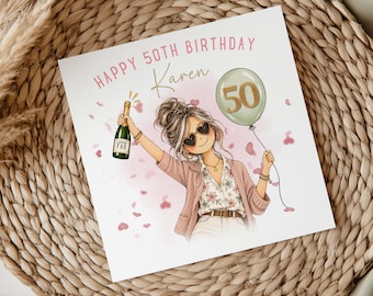 Personalised 50th Birthday Card, Birthday Card for Her, Funny 50th Birthday, Milestone Birthday